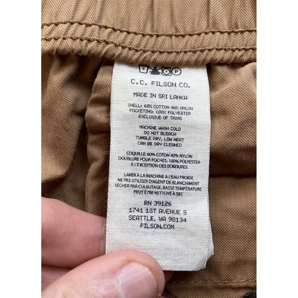 Filson Water Shorts Mens Size Large Beige Quick Dry Flax Lightweight Green River - Picture 5 of 8